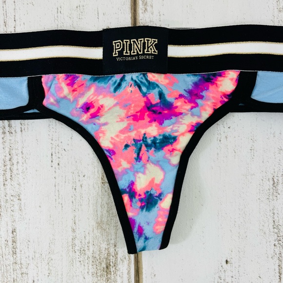 VS PINK Cotton Extra Low Rise Thong Small Tie Dye Vintage Retired Style - Picture 2 of 6